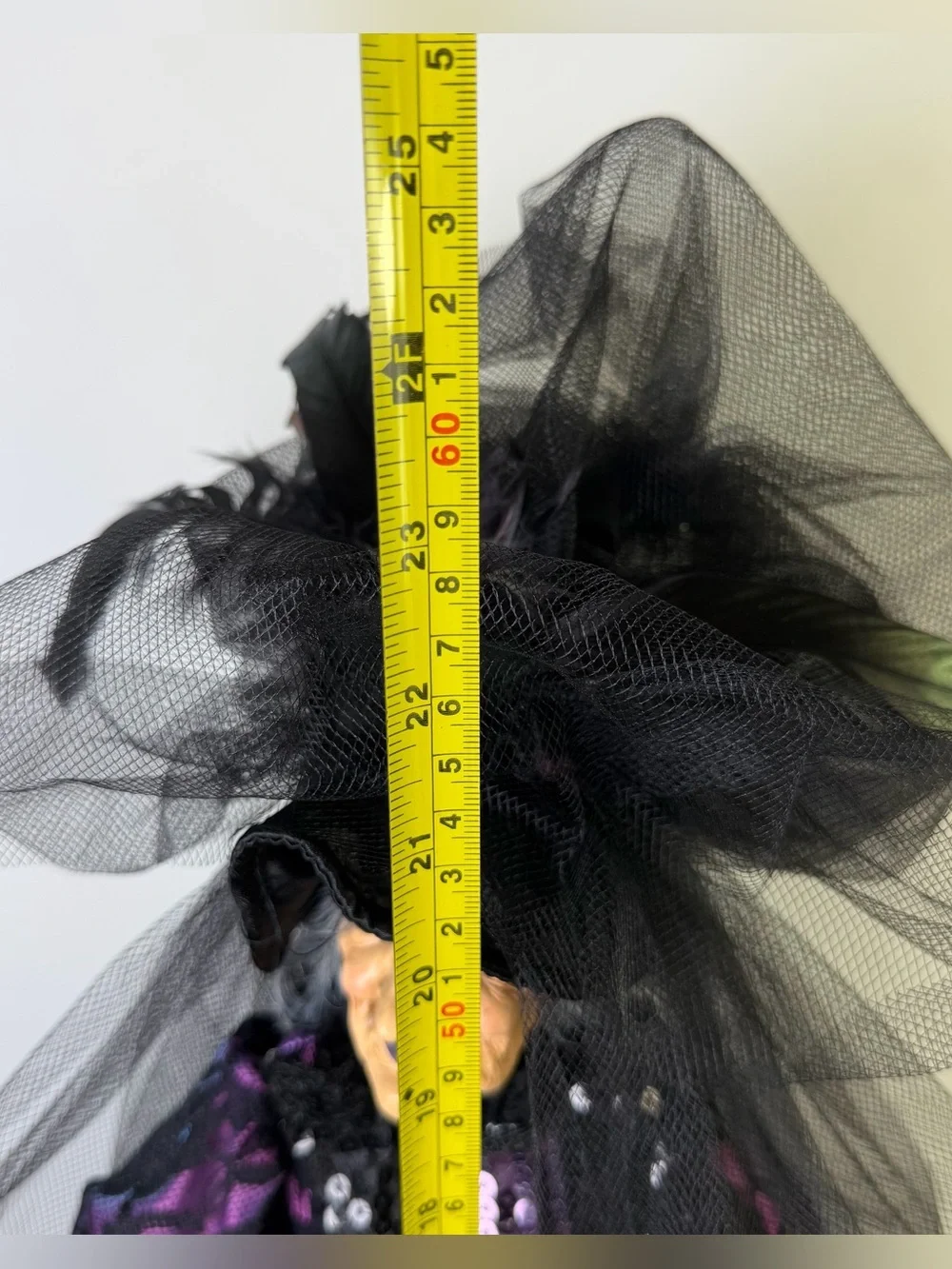 24” Victorian Gothic Witch Figurine Purple Black Halloween Display